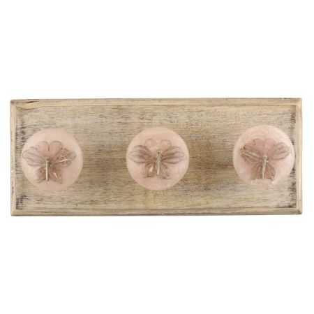 Silver Butterfly Resin Wooden Hooks